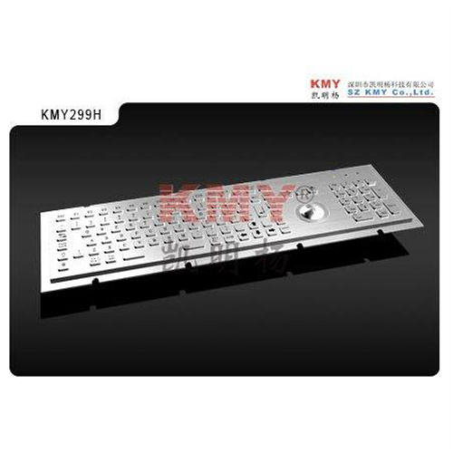 107 tastera Industrijska robusna IP65 nehrđajuća čelična metalna tastatura sa trackbolom i numeričkom tastaturom