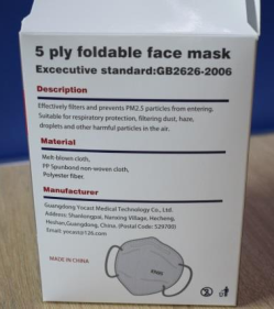 Self-suction filter anti-particulate respirator KN95 YKS95-1