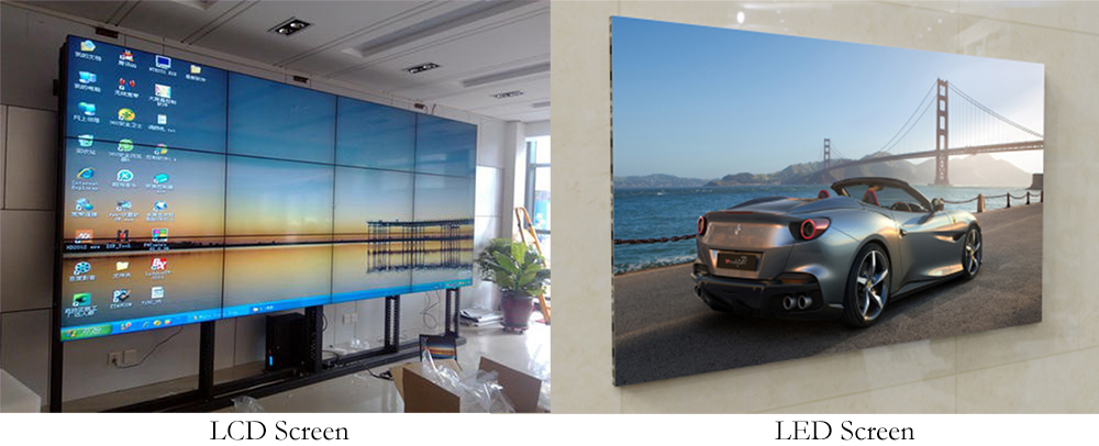 gap comparison of LED display and LCD display