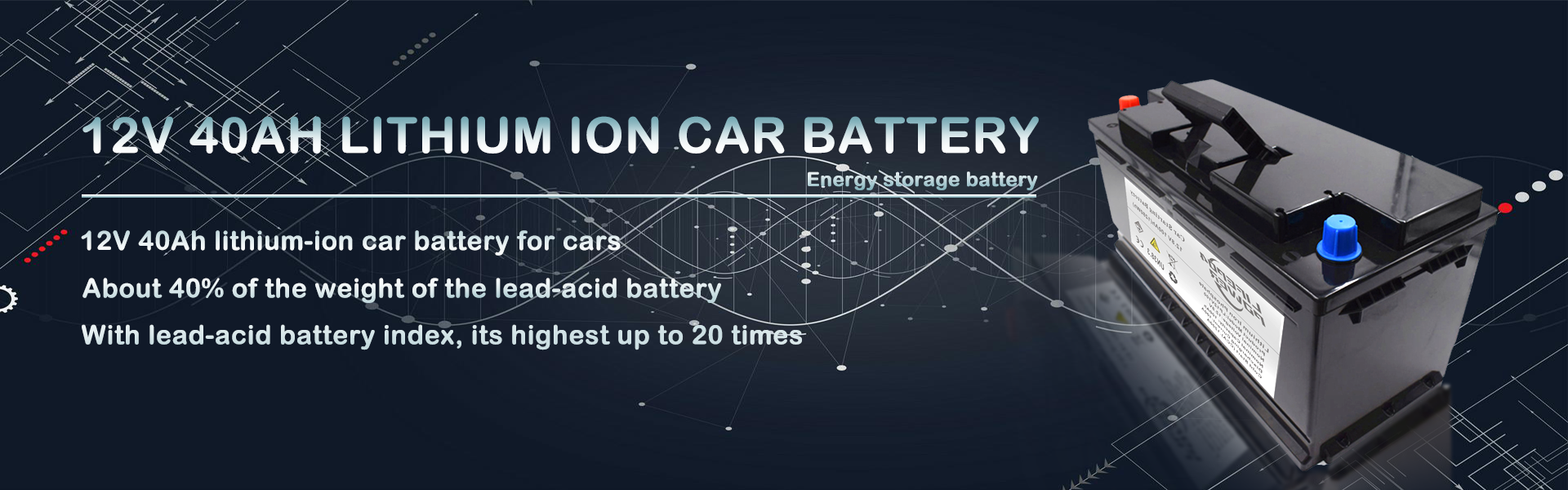 12V 40Ah lithium-ion autobatterij