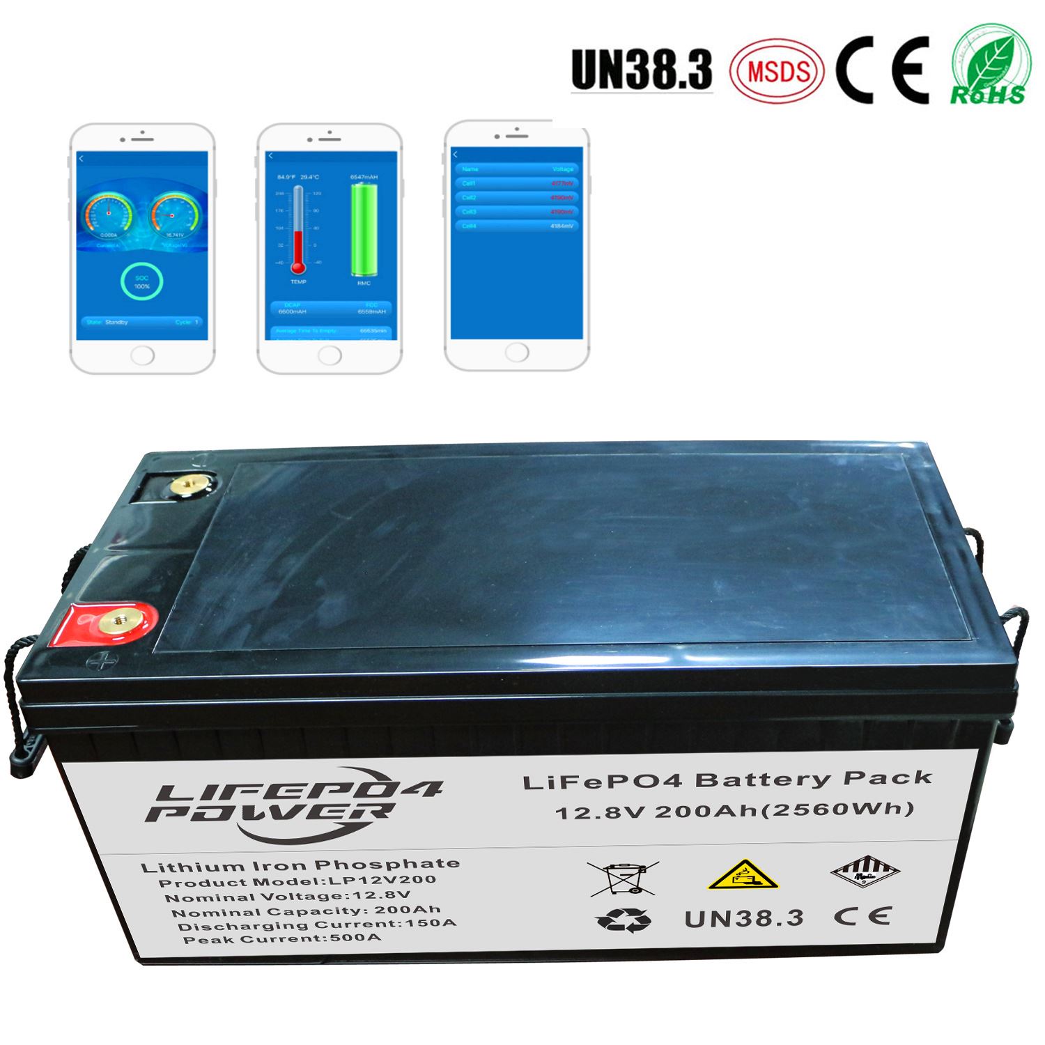 LiFePO4 Battery 12V 200Ah With Blutooth APP