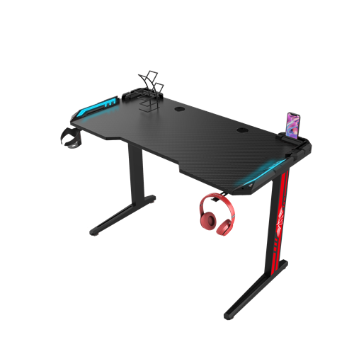 Black T-ekara 31.5 inch Touch Control Running Board Light Gaming Desk With black Armor
