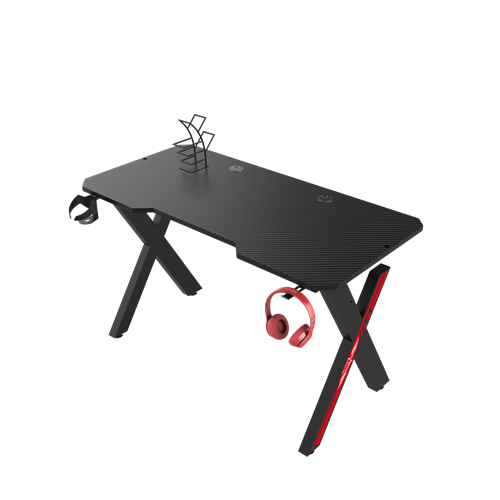 Schwarzer X-förmiger 47-Zoll-Gaming-Schreibtisch ohne Licht