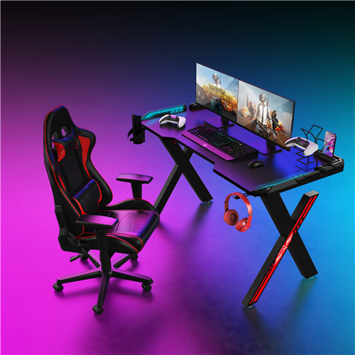Black  X-Shaped 47 inch Gaming Desk Without Light