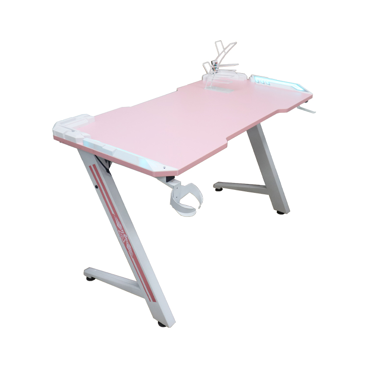 Popular Modern Pink White Game Desk Computer Table Manufacturer Factory Wholesale Ergonomic Gaming Desk