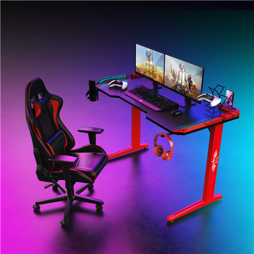Roter T-förmiger 39-Zoll-Gaming-Schreibtisch ohne Licht