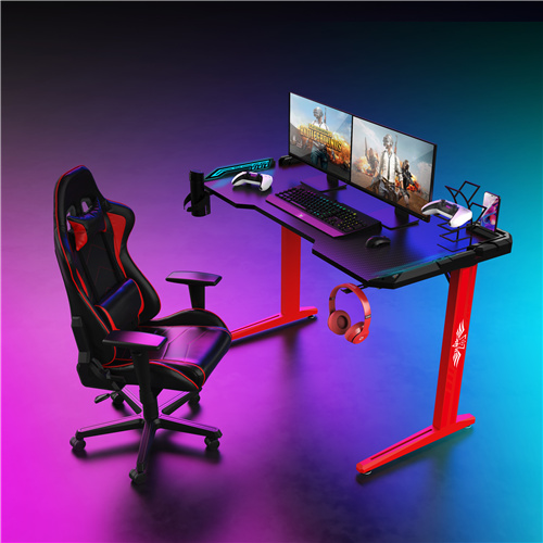 Red T-Shaped 39 inch Touch Control Running Board Light Gaming Desk Na nwa Armor