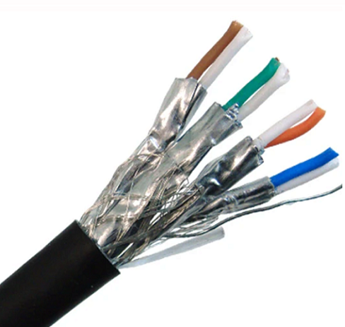 „CAT7A“ tūrinis Ethernet kabelis, 10G vidaus / lauko dvigubai ekranuotas kietojo vario S / FTP, 23 AWG 1000 pėdų