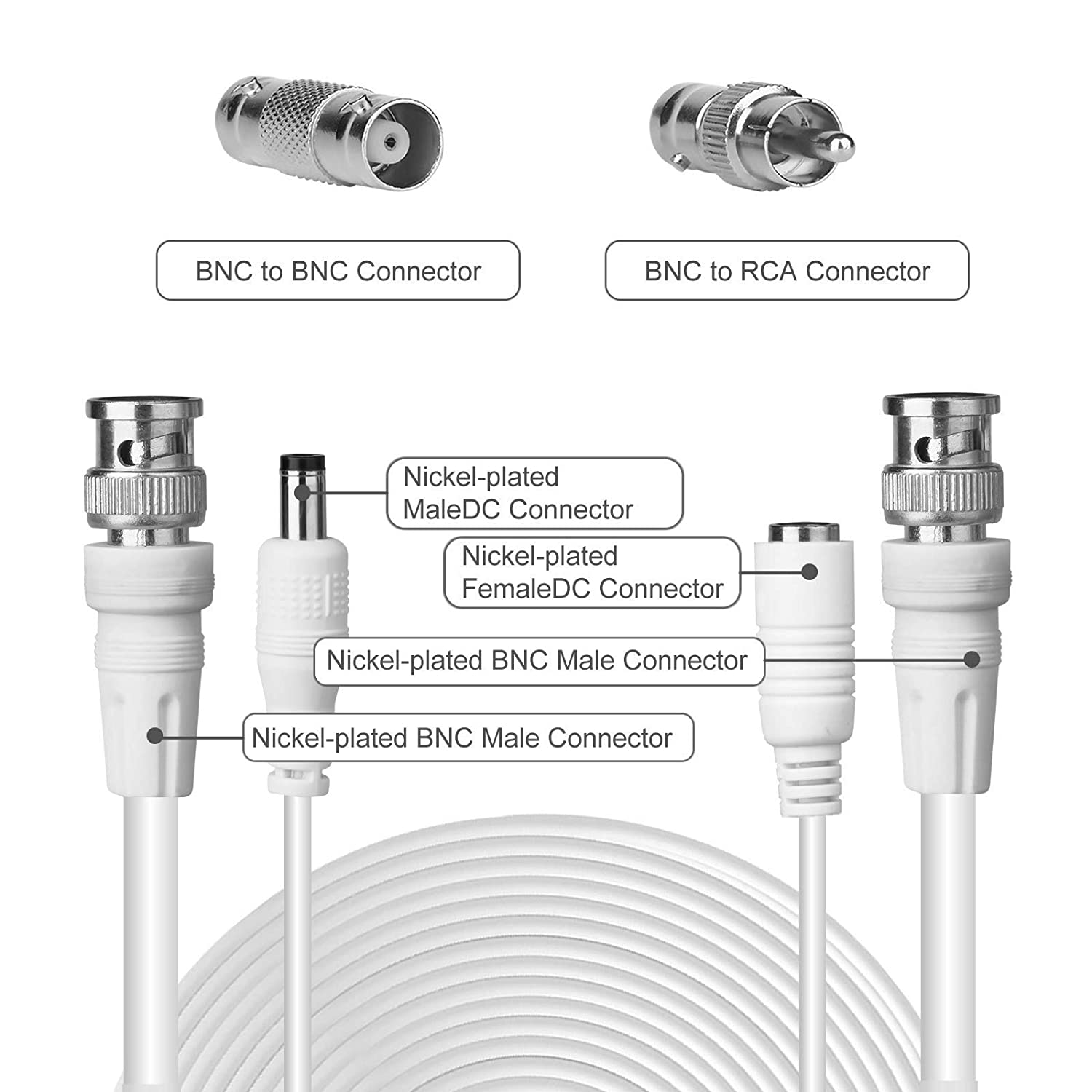 Male CCTV LED DC Power Plug Jack Adaptor Connector for cat5 RG59 shotgun cable