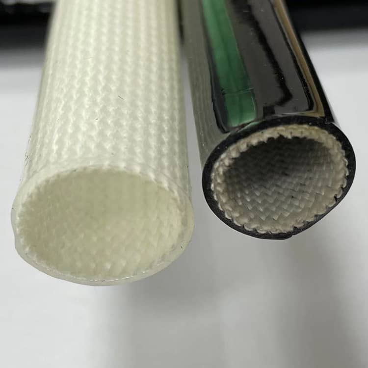 Inner fiber and outer rubber fiberglass sleeving